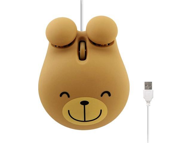 3C Light USB Wired Mouse Cute Animal Bear Shape Wired Mouse Portable Mini Optical Mice Cartoon Computer Mouse 3 Buttons for Laptop Desktop PC Computer