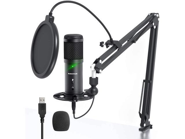 USB Streaming PC Microphone Zero-Latency Monitoring Professional 192kHz/24Bit Studio Cardioid Condenser Mic Kit with Mute Button for