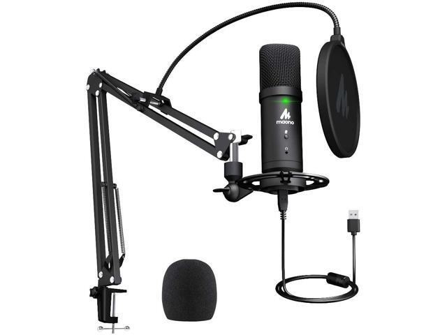 USB Microphone 192KHz/24Bit Zero Latency Monitoring MAONO AU-PM401 USB Computer Condenser Cardioid Mic with Mute Button for Podcasting Gaming