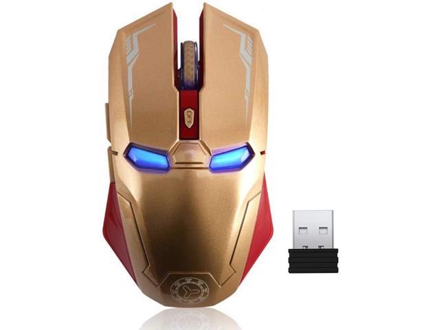 Wireless Mouse 24G Portable Mobile Optical Iron Man Mouse with USB Nano Receiver 3 Adjustable DPI Levels 6 Buttons for Notebook PC Laptop Computer