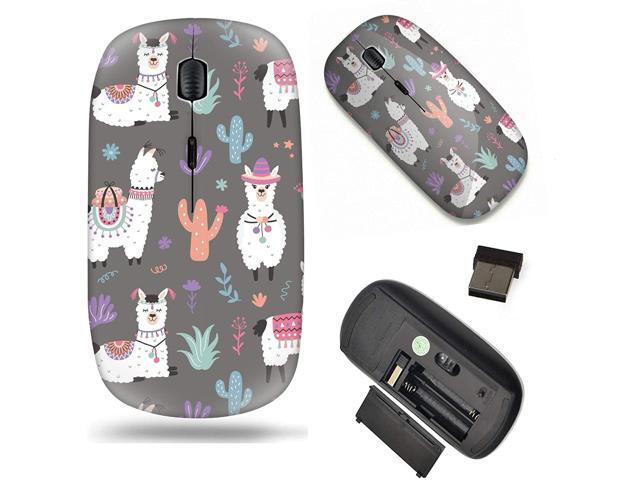 Unique Pattern Optical Mice Mobile Wireless Mouse 24G Portable for Notebook PC Laptop Computer - Cartoon Llama Alpaca Pattern