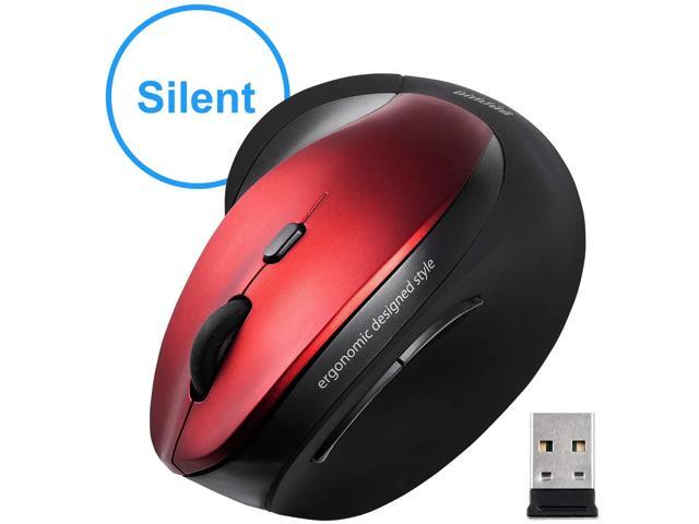 SANWA (Japan Brand) Vertical 24GHz Wireless Mouse Silent Noiseless Click Blue LED Ergonomic Computer Mice 5 Levels Adjustable DPI Compatible with