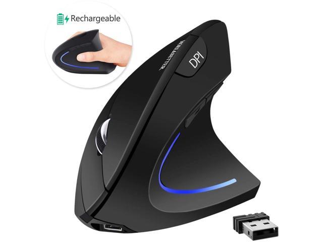 More & Better Wireless Vertical Mouse 24G USB Rechargeable Ergonomic Optical Computer Mouse Black