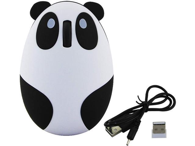 Cute Animal Panda Wireless Mouse [3C Light] Mini USB 24G Rechargeable Optical Mice Cartoon Computer Mouse for Kids 3 Buttons (Wireless-White)