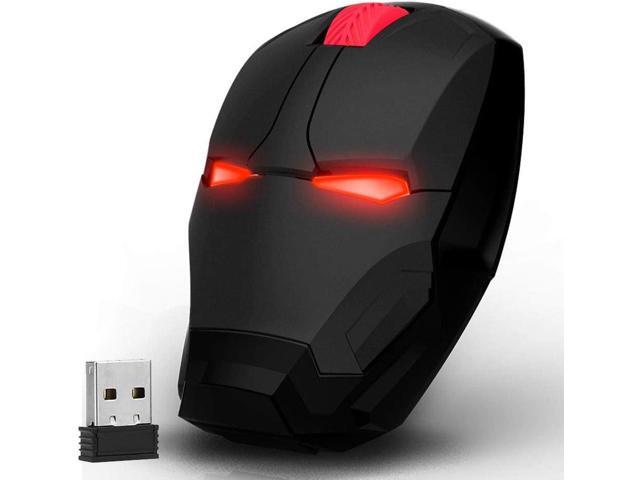 Ergonomic Wireless Mouse Cool Iron Man Mouse 24G Portable Mobile Computer Mouse with USB Nano Receiver for Notebook PC Laptop Computer MacBook