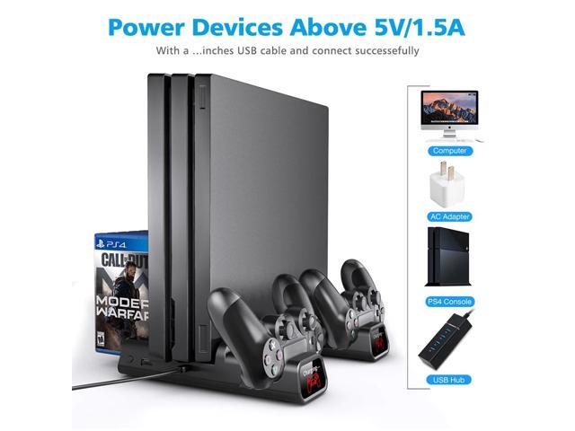 Dual Controller Charger Console Vertical Cooling Stand Charging Station With 4 Connector For PS4/Slim/Pro Multi-functional