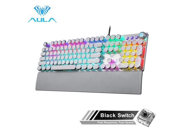 AULA Gaming Mechanical Keyboard Retro Square Glowing Keycaps Backlit USB Wired 104 Anti-ghosting Gaming Keyboard for PC laptop