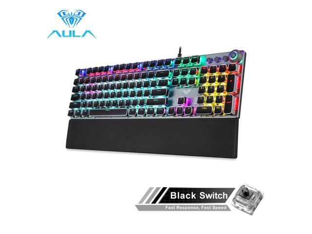 AULA Gaming Mechanical Keyboard Retro Square Glowing Keycaps Backlit USB Wired 104 Anti-ghosting Gaming Keyboard for PC laptop