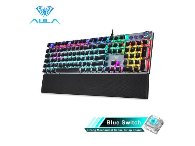 AULA Gaming Mechanical Keyboard Retro Square Glowing Keycaps Backlit USB Wired 104 Anti-ghosting Gaming Keyboard for PC laptop
