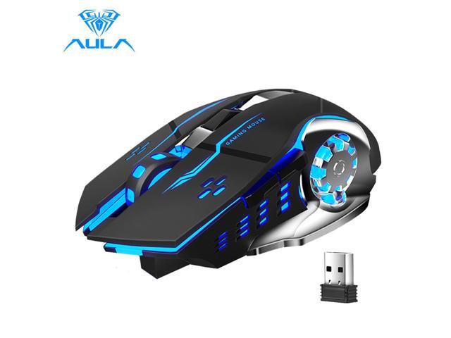 AULA SC100 Wireless Silent Gaming Mouse Rechargeable 1600 DPI 6 Buttons Ergonomic Optical USB Mute Mouse for PC Laptop Desktop