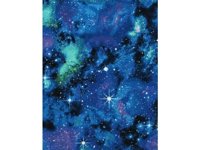 Blue Galaxy Print Fabric-(Galaxies Space)-Blue Cotton Fabric Timeless Treasures