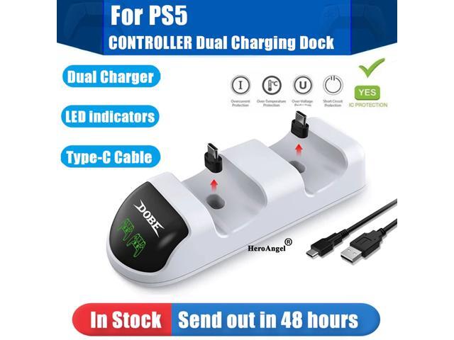 For PS5 Controller Charging Dock Charger Stand Station Dual Charge Gamepad Charging Station Type-C Interface With LED Indicators
