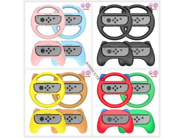 4 IN 1 Racing Game Joy con Controller Racing Steering Wheel Handle Grips Nintendo Joycon Caps for Nintendo Switch Games 2Pair