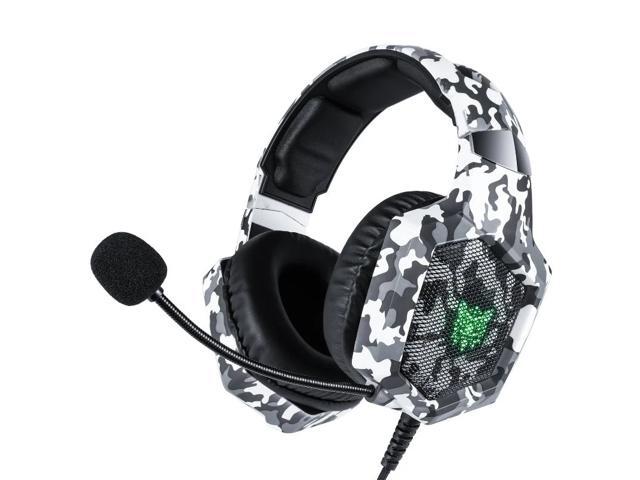 Gaming Headset for PS4 Xbox One PC Headset w/Surround Sound Noise Canceling Over Ear Headphones with Mic & LED Light Compatible with PS5 PS4