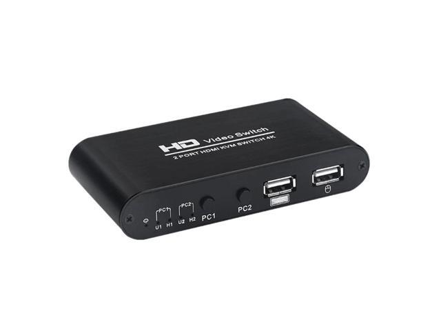 2 Port Hdmi Kvm Switch 4Kx2K Ultra Hd Switcher for Dual Monitor Keyboard Mouse