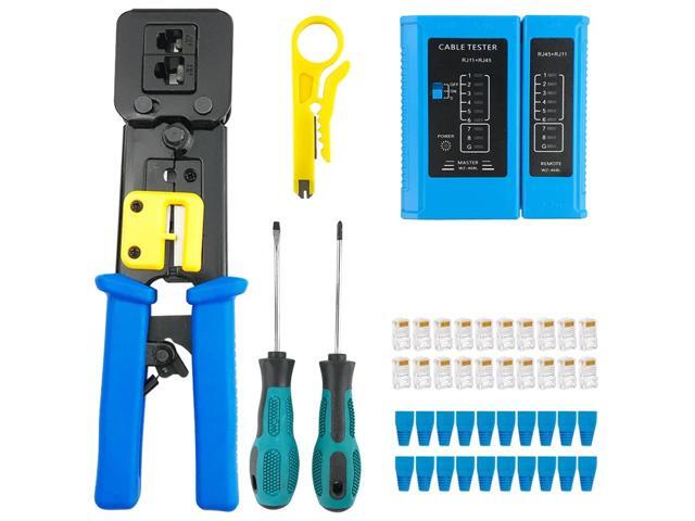 RJ45 Crimp Tool Kit Pass Thru Cat5 Cat5E Cat6 RJ45 Crimping Tool