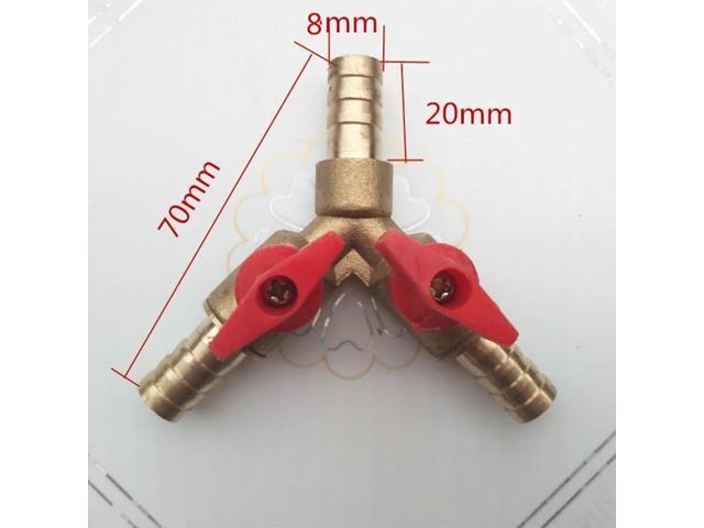 1PC 3 Way Shut Off Ball Valve / Valve Clamp Fitting Hose Barb Fuel Gas 5/16 inch 8/10MM Brass Y Type Ball Valve For Garden Tool