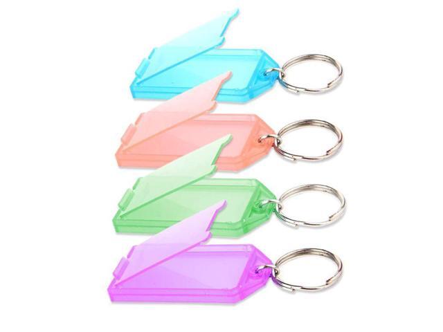 20Pcs Tough Plastic Key Tags with Split Ring Label Window Assorted Colors