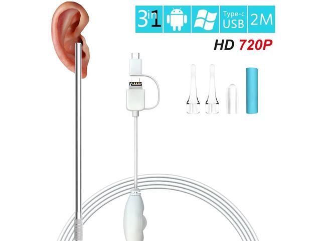 3-in-1 USB Ear Cleaning Endoscope 720P Inspection Otoscope Visual Earpick Borescope Ear Cleaner for Android PC Camera