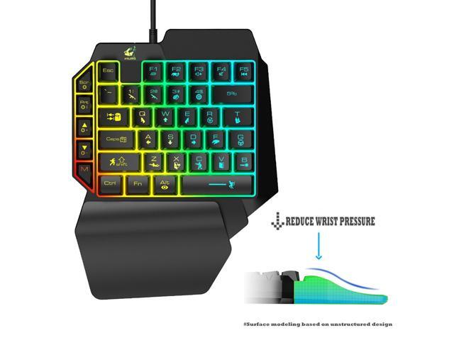 Wired Mouse RGB Home Portable PC Accessories Mobile Phone LED Backlight Gaming Keyboard Set One-Handed USB Ergonomic 41 Keys
