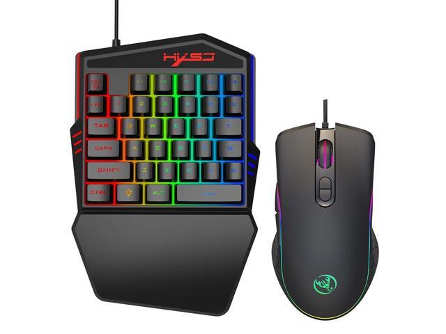 6400dpi RGB Backlight Combo Ergonomic Gaming Keyboard Mouse Set Wrist Rest 35 Keys Computer Accessory Mechanical Single Hand