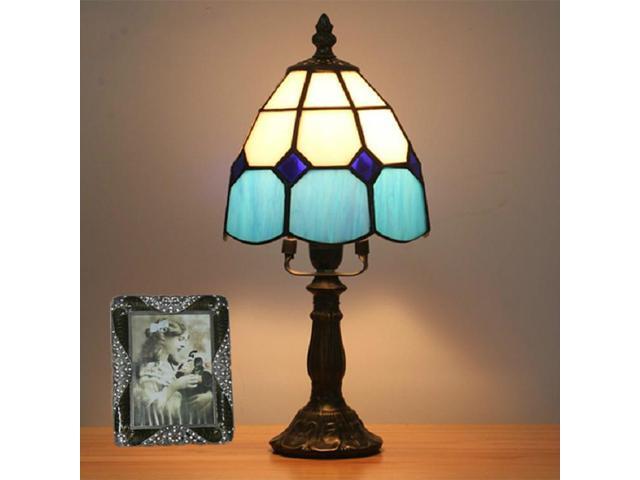 Vintage Church Glass Bedside Bedroom Living Room Bar Cafe Decoration Small Table Lamp Style: Alloy Base