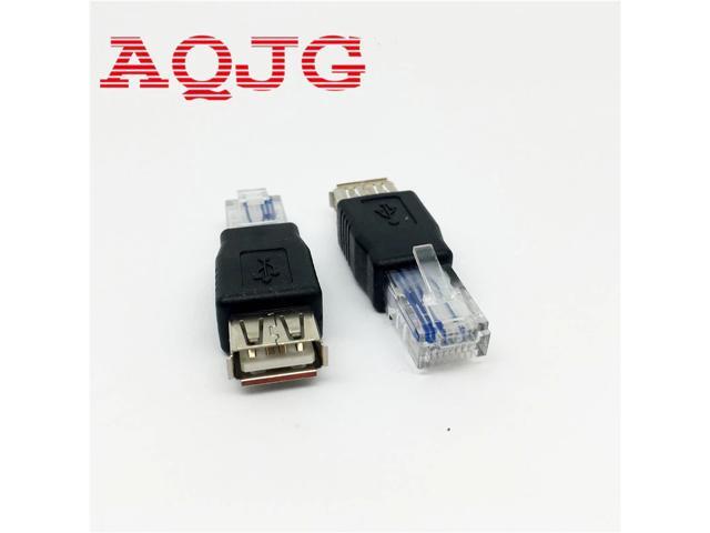 PC Crystal Head RJ45 Male to USB 20 AF A Female Adapter Connector Laptop LAN Network Cable Ethernet Converter Transverter Plug