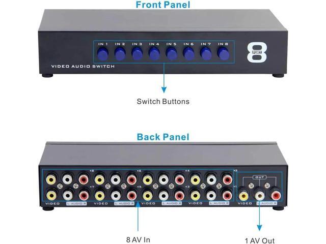NeweggBusiness - 2/4/8 Way AV RCA Switch 8 in 1 Out AV Signal