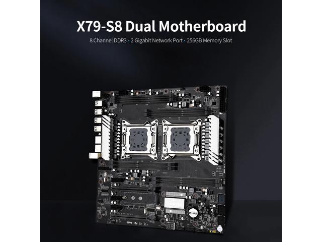 JINGSHA X79-S8D3 Dual Motherboard 8-channel DDR3 Loaded M2 Gaming Mainboard for LGA2011 V1V2 Series CPU 256GB E-ATX Mainboard