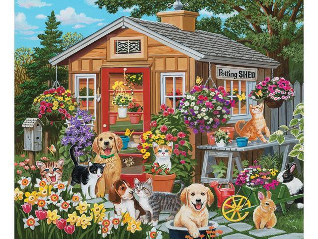 SUNSOUT INC Visiting The Potting Shed 1000 pc Jigsaw Puzzle by Artist: William Vanderdasson