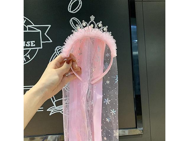 Shiny Crown Children's Hairband Bowknot Princess Veil Metal Headband Female Cute Hair Accessories