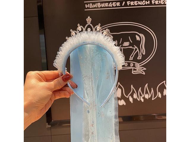 Shiny Crown Children's Hairband Bowknot Princess Veil Metal Headband Female Cute Hair Accessories