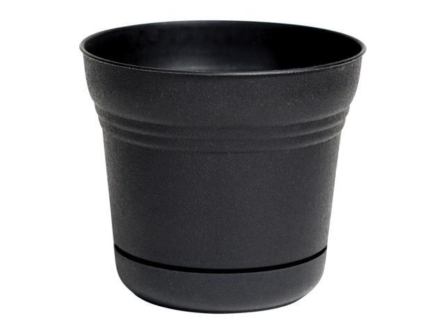 Bloem 1075 in H Plastic Saturn Flower Pot Black - Case Of: 1;