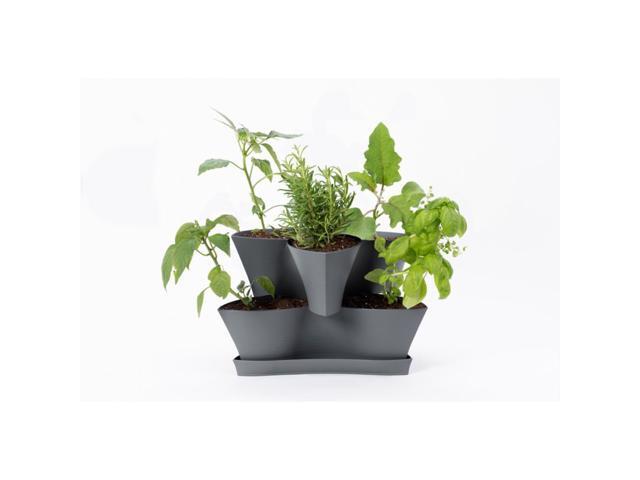 Bloem Collins 106 in H x 16 in W x 145 in D Resin 2 Level Planter Charcoal - Case Of: 1;