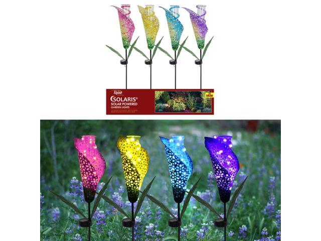 Alpine Glass/Metal Assorted 36 in H Flower Rain Gauge Garden Stake - Case Of: 1