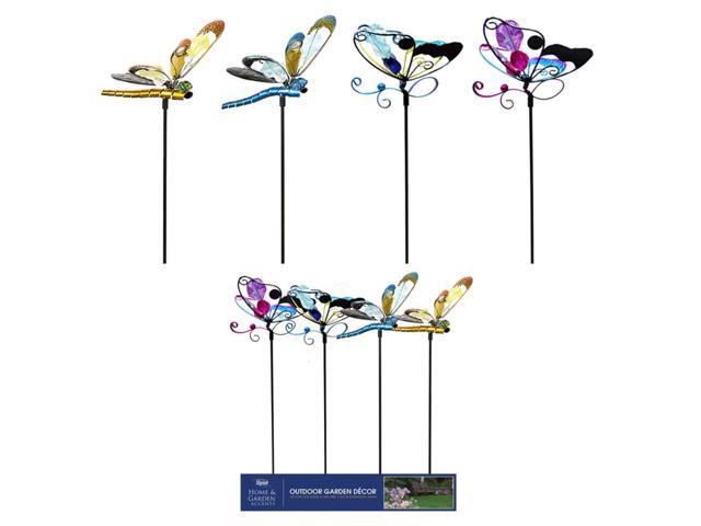 Alpine Metal Assorted 22 in H Butterfly or Dragonfly Outdoor Garden Stake - Case Of: 1