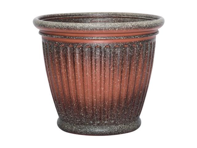 Suncast Capital 16 in H x 18 in W Resin Planter Two-Tone Brown and Red - Case Of: 1;