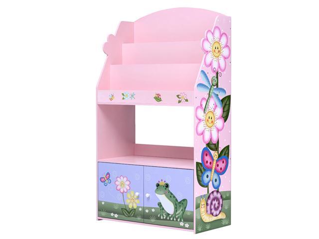 Fantasy Fields Magic Garden Kids 3-Tier Wooden Bookshelf with Storage Drawer Multicolor