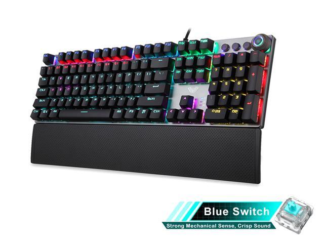 AULA F2058/F2088 Mechanical Gaming Keyboard wrist rest Multimedia Knob Marco Programming metal panel LED Backlit keyboard for Computer Gamer