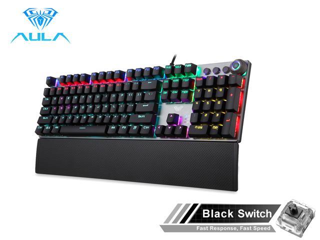 AULA F2058/F2088 Mechanical Gaming Keyboard wrist rest Multimedia Knob Marco Programming metal panel LED Backlit keyboard for Computer Gamer