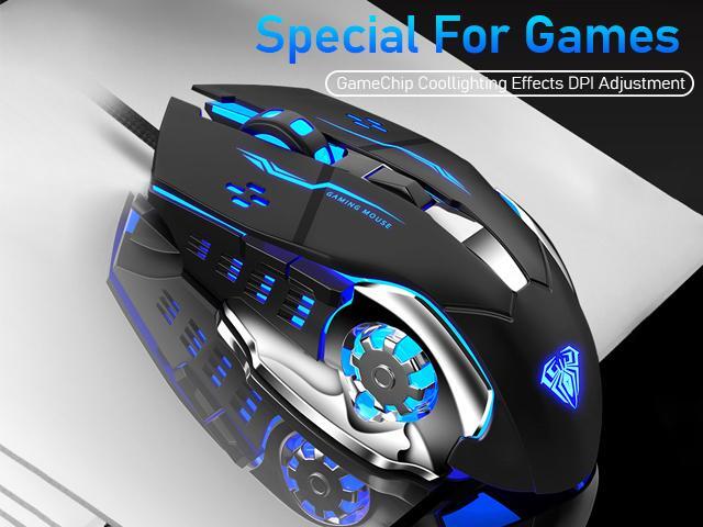 AULA S20 Gaming Mouse Marco Programmable Cool Lighting USB Optical Mouse Gaming for PC Laptop Computer