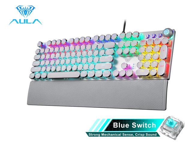 AULA F2088/F2058 Mechanical Gaming Keyboard 104 Keys Anti-ghosting Detachable wrist rest Multimedia Knob Marco Programming metal panel LED Backlit
