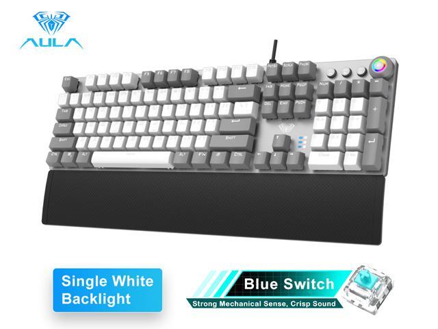 AULA F2058/F2088 Mechanical Gaming Keyboard wrist rest Multimedia Knob Marco Programming metal panel LED Backlit keyboard for Computer Gamer