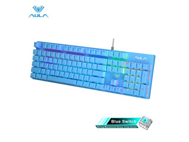 AULA S2022 Mechanical Keyboard Backlight Wired 104 Keys Anti-ghosting Multi-Colorful Gaming keyboard Switch Blue for PC Gamer