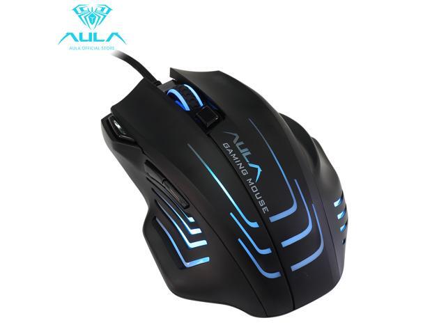 AULA S18 Backlit Gaming Mouse 7 Buttons Programming 4000 DPI Adjustable Optical Wired USB Mouse with Fire Keys for FPS Gamer