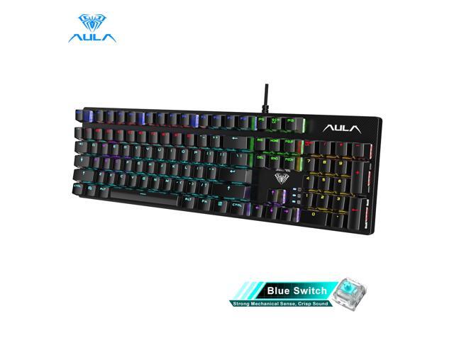 AULA S2022 Mechanical Keyboard Backlight Wired 104 Keys Anti-ghosting Multi-Colorful Gaming keyboard Switch Blue for PC Gamer
