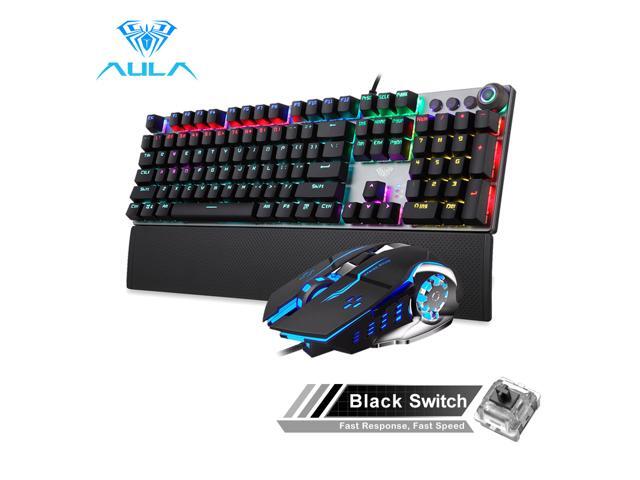 AULA F2088/F2058 Mechanical Gaming Keyboard 104 Anti-ghosting Brown Switch Blue Wired Mix Backlit Keyboard for Gamer Laptop PC