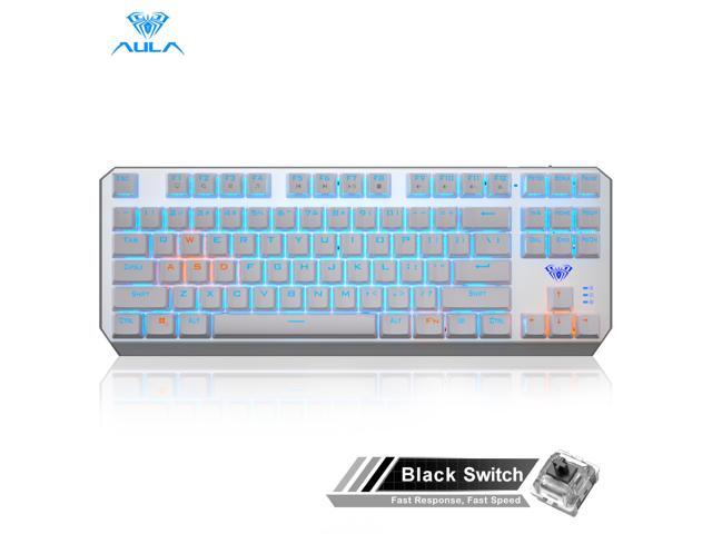 AULA F3087 Gaming Mechanical Keyboard 87 Keys Anti-Ghosting Backlit Keyboard Blue Switch with Type C Cable for Tablet Desktop
