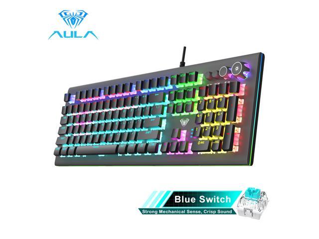 AULA S2096 Gamer Keyboard Mechanical Gaming Keyboard Backlit LED Wired 104 Keys Anti-ghosting Brown Blue Switch for PC Computer