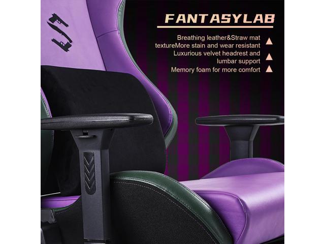 FANTASYLAB Memory Foam Gaming Chair Office Chair 300lbs with Velvet Lumbar  Support,Racing Style PU Leather High Back Adjustable Swivel Task Chair with  Footrest Black 